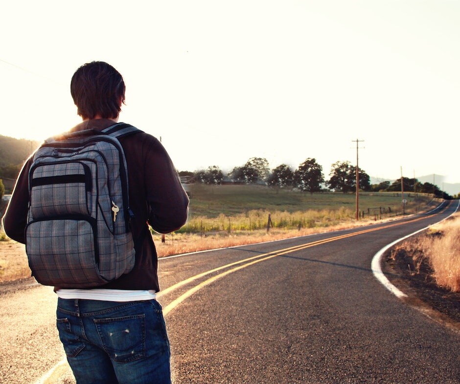 Man walking on the road